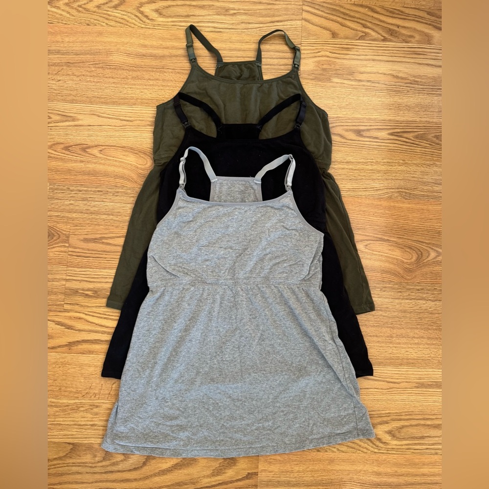 Amazon Women's Nursing Tank Tops - Black, Gray, and Green - 3 Pack - Picture 3 of 9